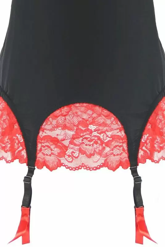 Романтичная облегающая сорочка с подвязками для чулок и стрингами Baci White Label – M/L