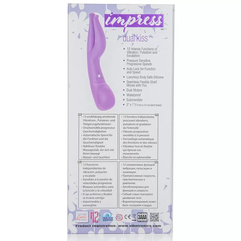 Вибромассажер Impress Dual Kiss со стимуляцией клитора – фиолетовый