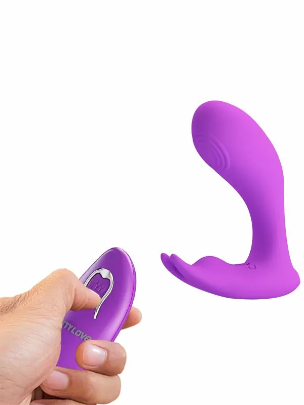 Носимый вибратор Pretty Love Idabelle, 10,1 см, 12 режимов, с пультом Д/У, силикон, фиолетовый