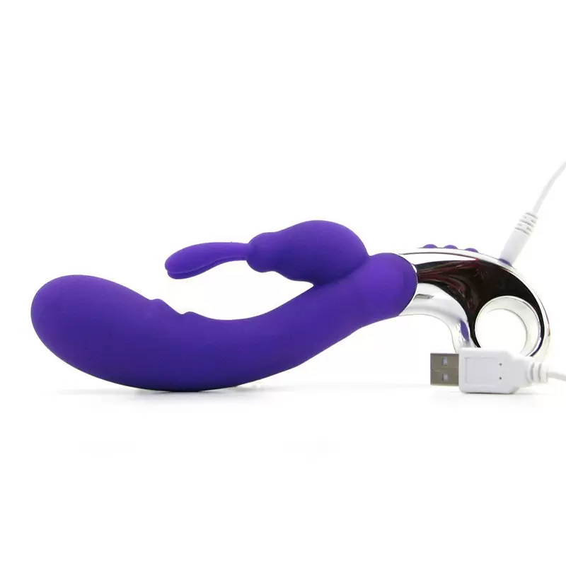 Перезаряжаемый вибромассажер Хай-Тек Embrace Bunny Wand – фиолетовый