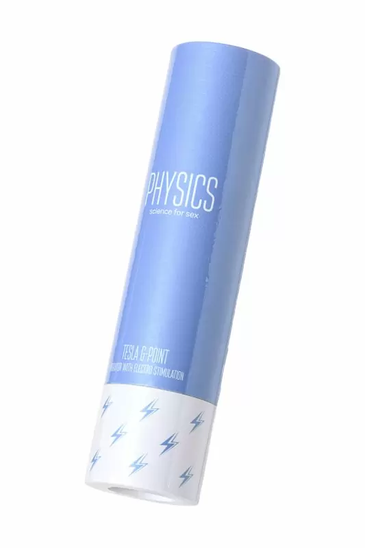 ВИБРАТОР С ЭЛЕКТРОСТИМУЛЯЦИЕЙ PHYSICS TESLA G-POINT, СИЛИКОН, ГОЛУБОЙ, 21 СМ