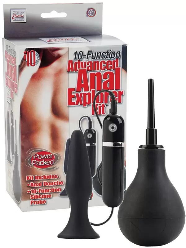 Анальный набор 10-Function Advanced Anal Explorer Kit с вибрацией – черный