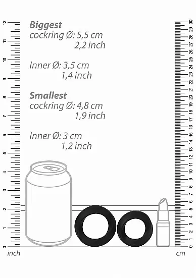 Набор из двух колец на пенис из силикона N0. 86 - Cock Ring Set - Black