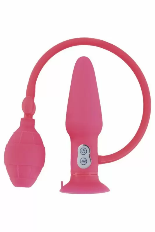 Розовая надувная анальная втулка с вибрацией TOYFA POPO Pleasure - 10 см