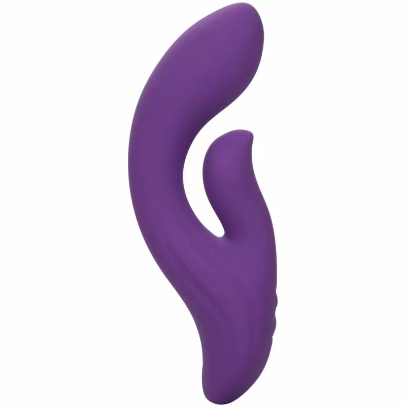 Изогнутый вибратор-кролик Stella Liquid Silicone Dual Pleaser, 17,25 см, силикон, фиолетовый