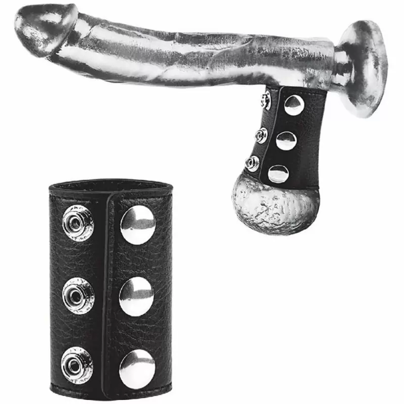 Широкий болстретчер-утяжка из экокожи Blueline Strap With Metal Snap – чёрный, 8 см