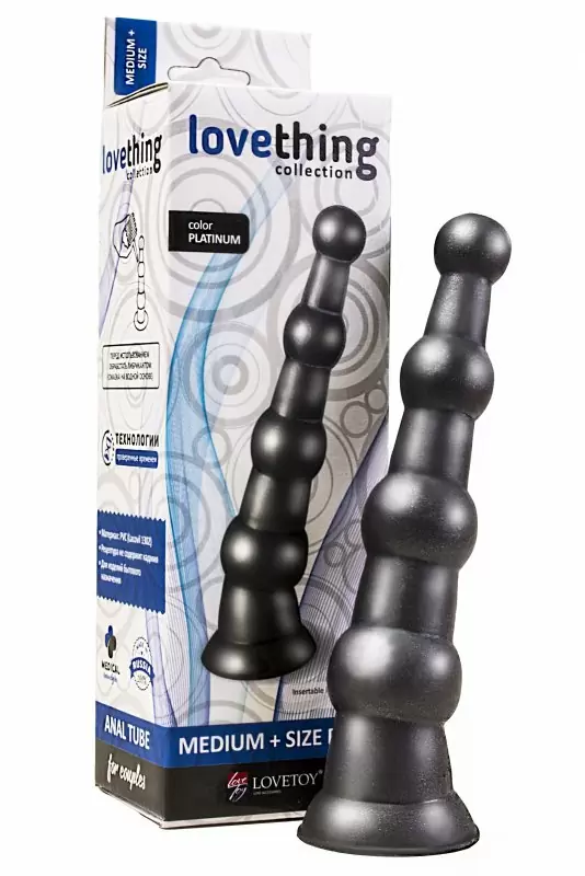 Плаг-массажер простаты Lovething Medium+ Size Plug на присоске – платиновый