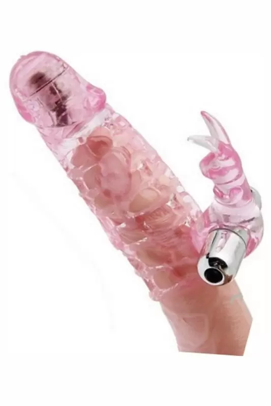 Удлиняющая насадка ажурная Ultimate Love Sleeve с 2-мя вибраторами – розовый