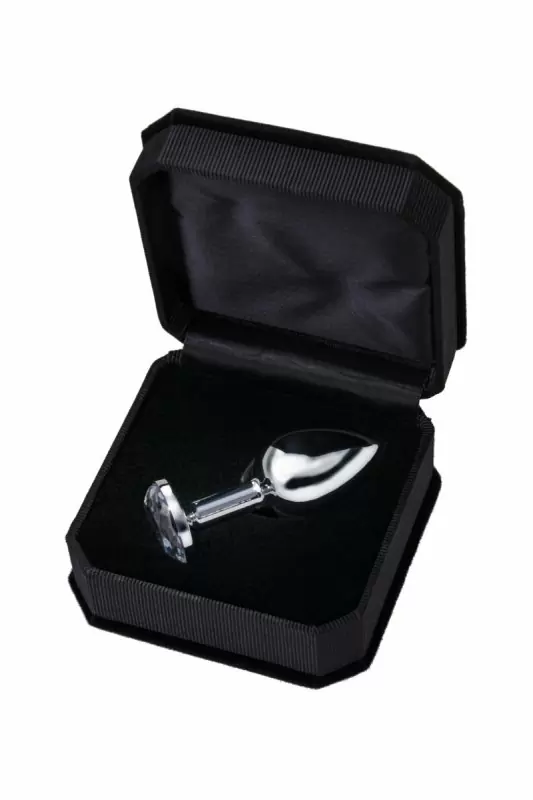 Маленькая изящная анальная пробка TOYFA с кристаллом цвета алмаза - серебристый с белым