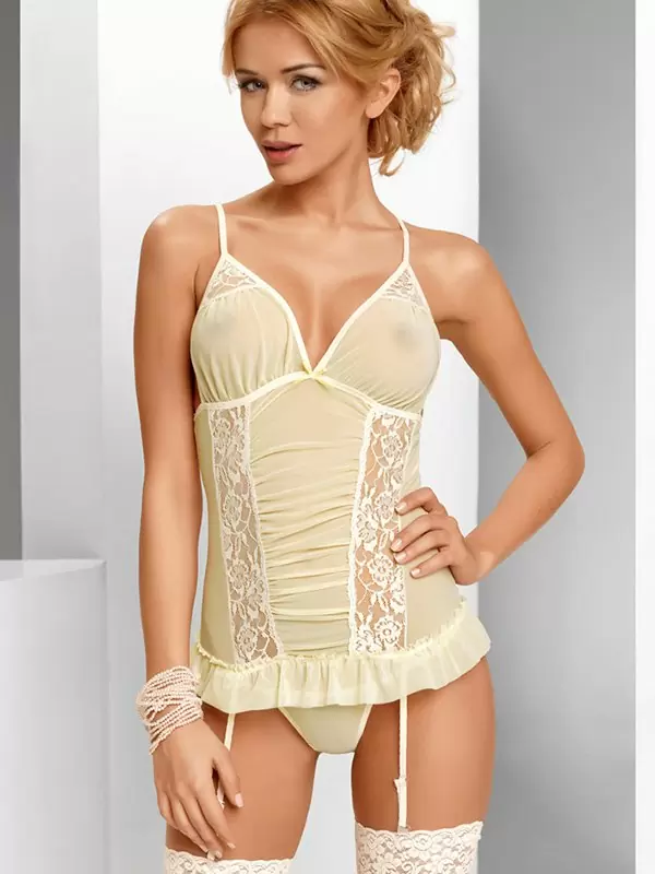 Нежный светло-желтый корсаж Avanua Tessie с трусиками – S/M