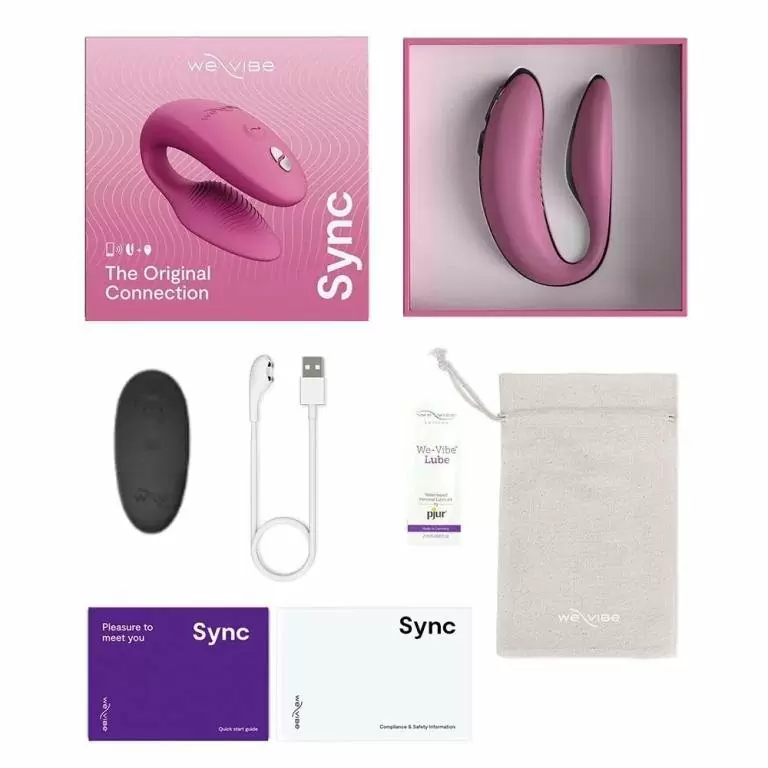 Вибратор для пар We-Vibe Sync 2, с пультом Д/У, 7 см, розовый
