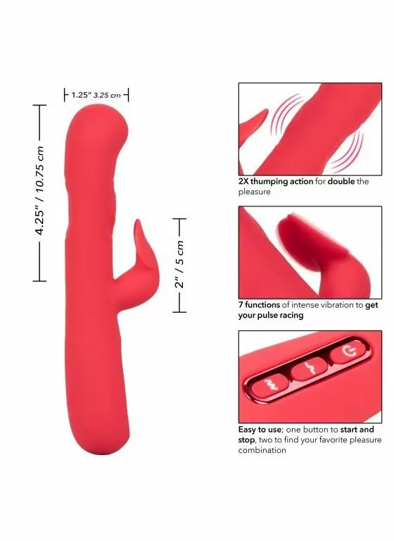 Рельефный вибратор-кролик Throb Flutter, с функцией 