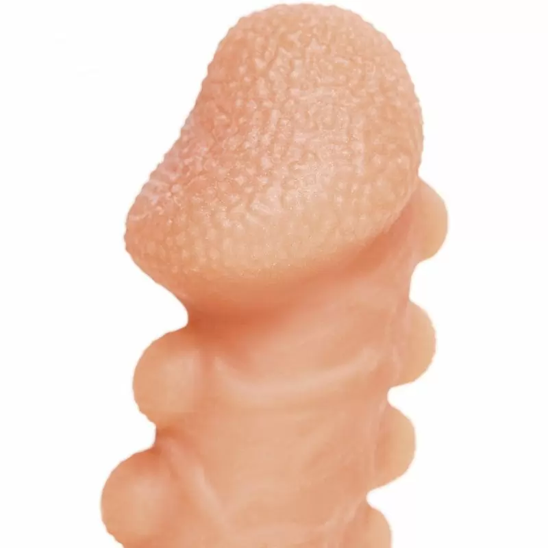 Реалистичная насадка на пенис с двумя рядами бугорков и отверстием для мошонки «Cock sleeve» (средняя), Kokos