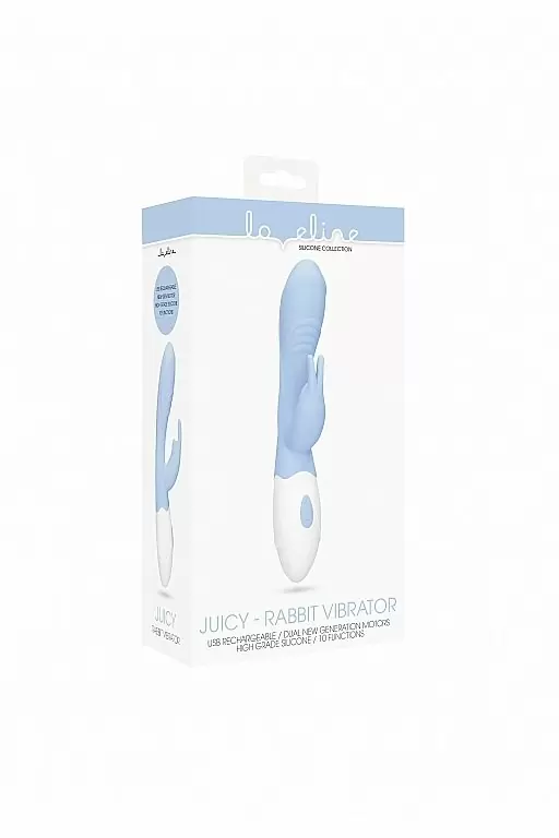 Перезаряжаемый вибратор кролик Juicy (голубой)