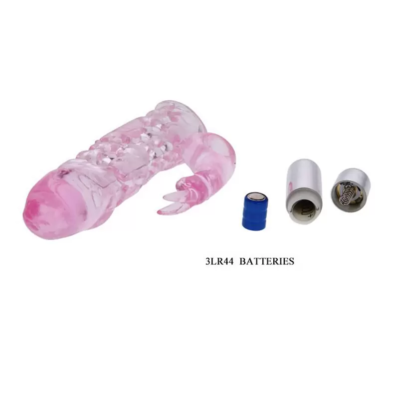 Ажурная насадка на пенис Ultimate Love Sleeve с клиторальным стимулятором и вибрацией – розовый