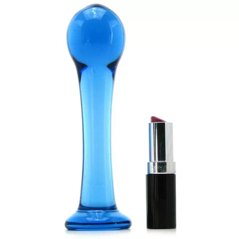 Анальный стимулятор из стекла Crystal Droplets – голубой