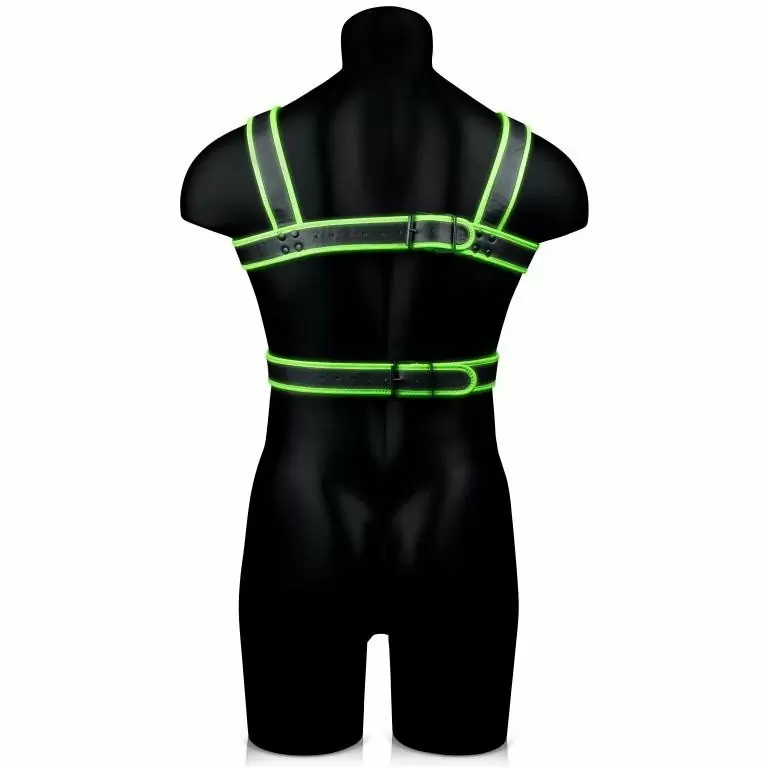 Светящаяся портупея из экокожи Body Harness - Glow in the Dark (L/XL)
