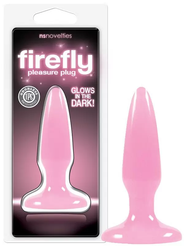 Миниатюрная анальная пробка Firefly Pleasure Plug - Mini светящаяся в темноте – розовый