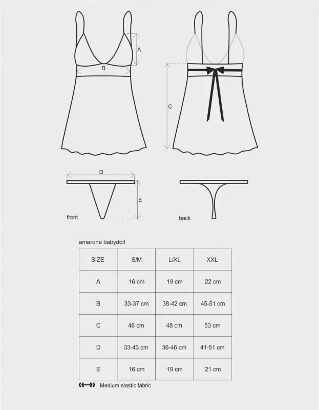 Женственный беби долл с розовой лентой сзади и стринги Amarone (Obsessive) – S/M