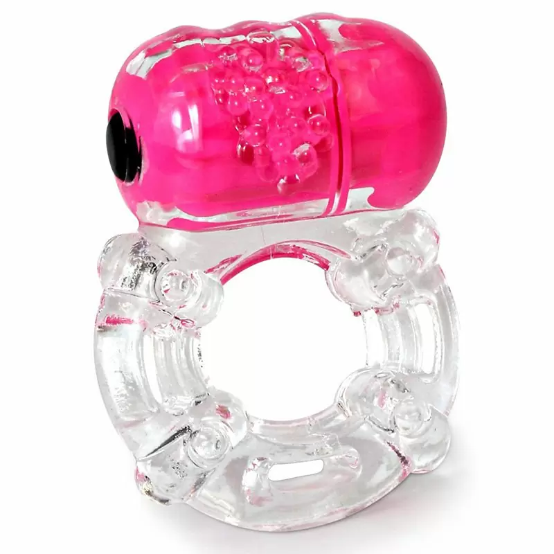 Прозрачное эрекционное кольцо ColorPop Big O с цветным виброэлементом