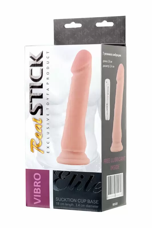 Мягкий реалистичный вибратор на присоске TOYFA RealStick Elite – телесный  