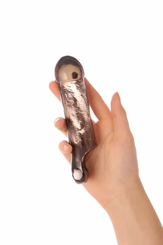 Вибронасадка TOYFA XLover с петлёй на мошонку — серая, 15,5 см