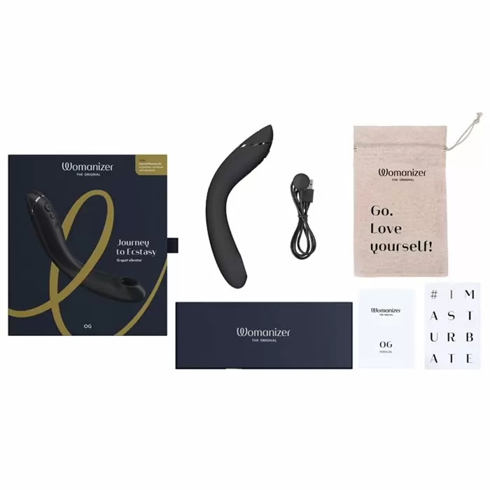 Изогнутый вибратор Womanizer OG Slate, 17,6 см, силикон, серо-коричневый