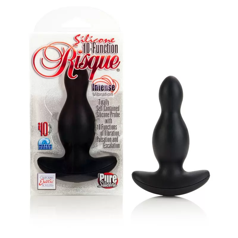 Анальная пробка с вибрацией Silicone 10 Function Risque – черный