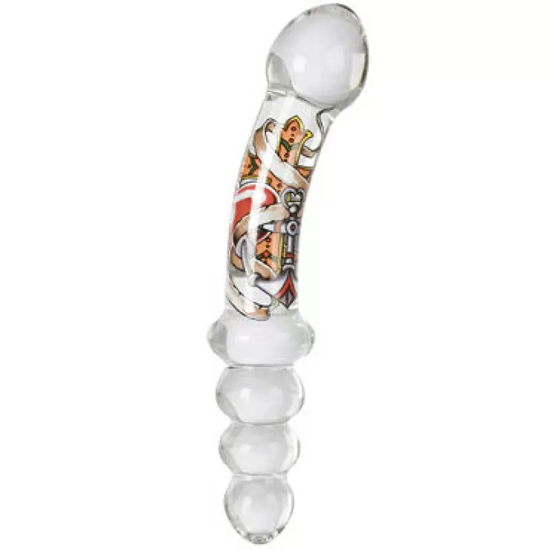 Двусторонняя анальная пробка Inked Glass из стекла – прозрачный