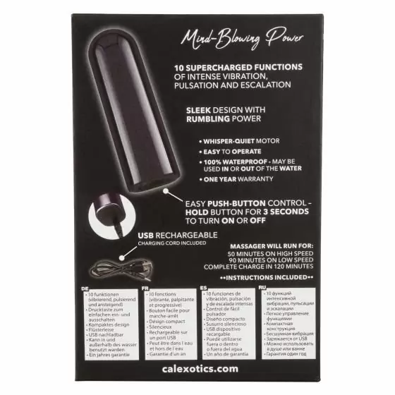 Компактная вибропуля Glam - BLACK, 9 см, 10 режимов, черный