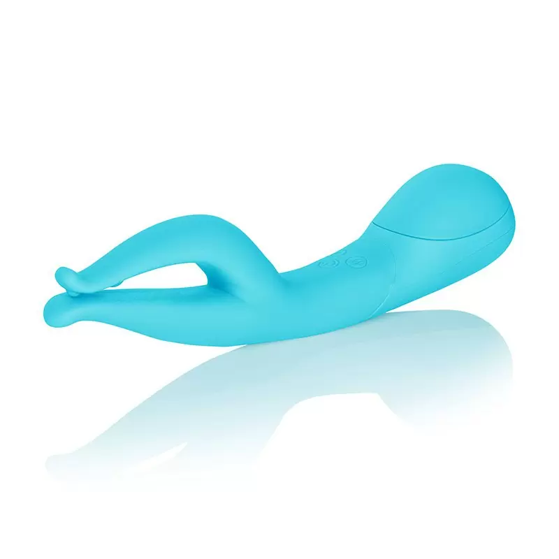 Вибромассажер Impress Dual Kiss со стимуляцией клитора – голубой