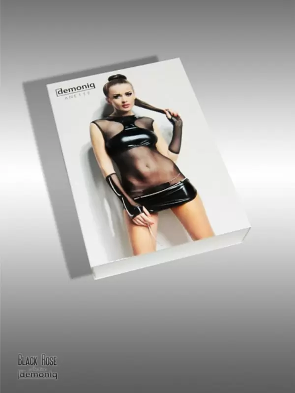 Платье с прозрачными вставками, перчатки и трусики Demoniq Anette – S/M