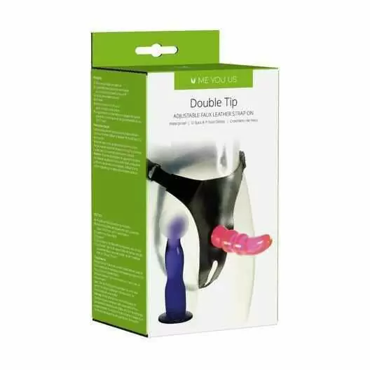Страпон из ПВХ Me You Us Double Tip Strap On Pink