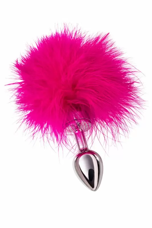 Маленькая анальная втулка с опушкой TOYFA Metal – розовый 