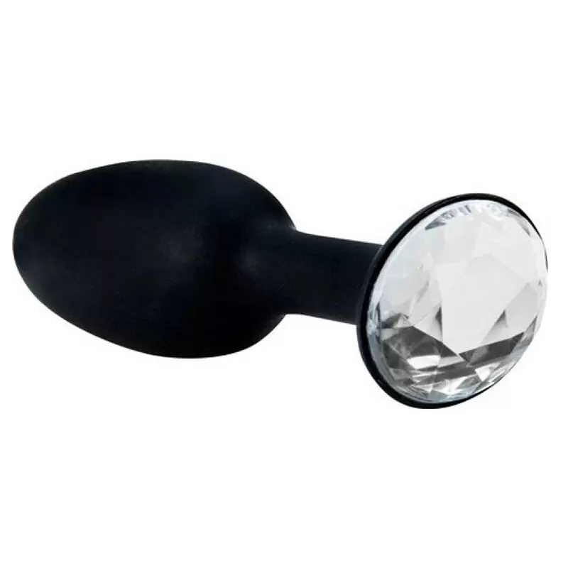 Ювелирная анальная пробка с кристаллом в основании Crystal Amulet Large большая – черный