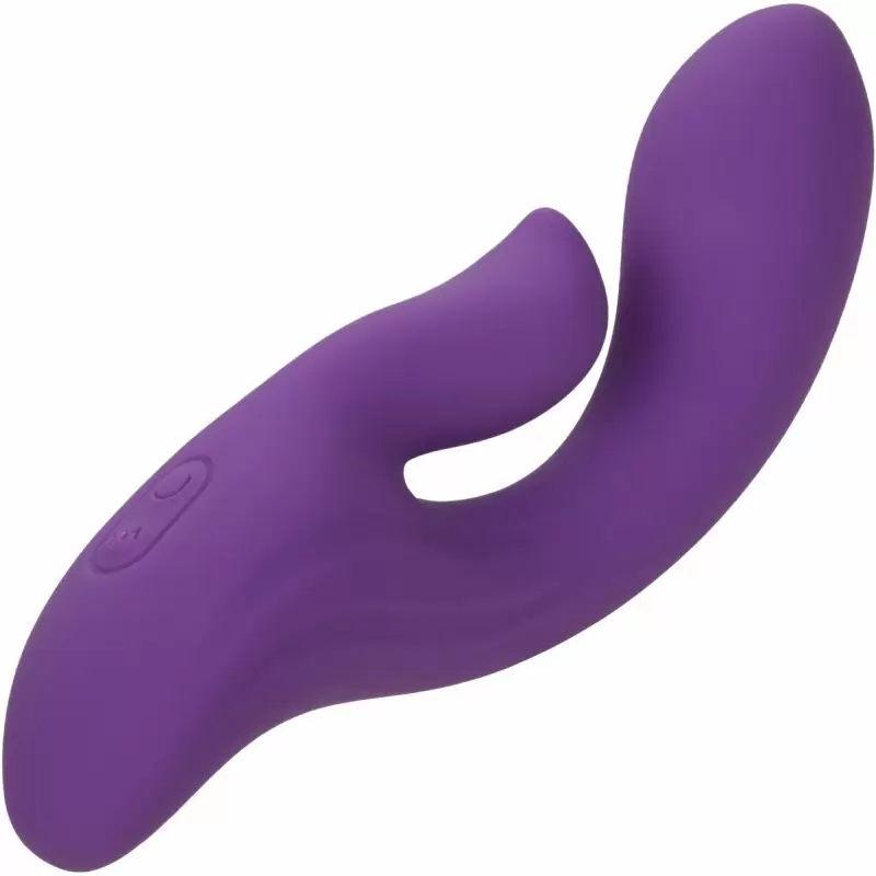 Изогнутый вибратор-кролик Stella Liquid Silicone Dual Pleaser, 17,25 см, силикон, фиолетовый