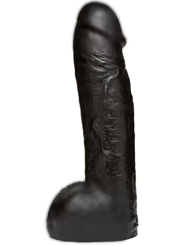 Реалистичная насадка фаллоимитатор Hung Vac-U-Lock CodeBlack, с мошонкой, 31 см, черный