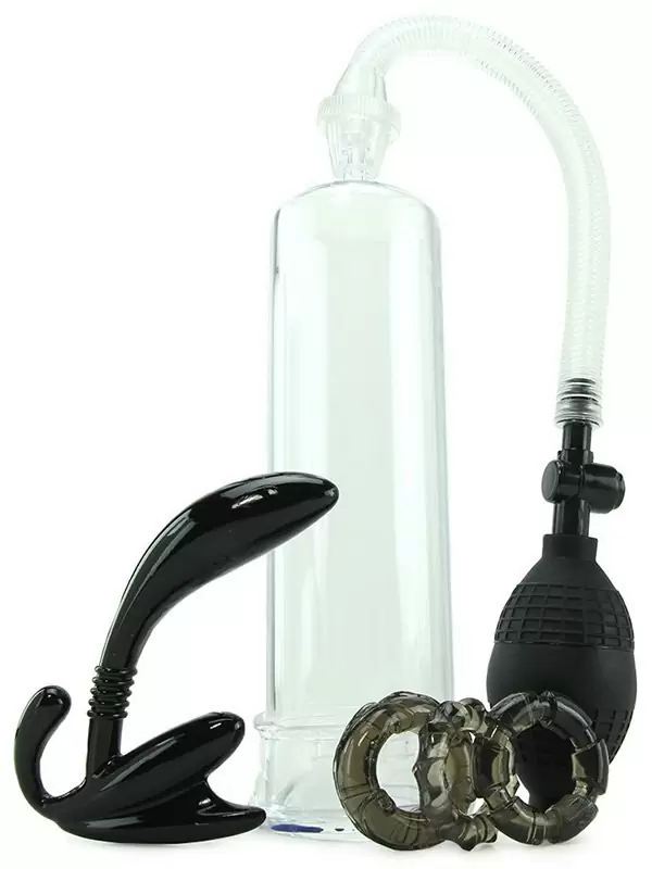 Вакуумная помпа  His Essential Pump Kit и анальный стимулятор – черный