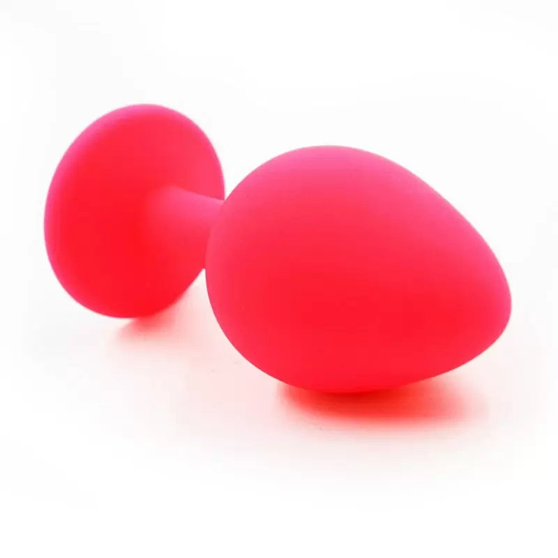 Большая силиконовая анальная пробка Kanikule Large с кристаллом – розовый с  прозрачным