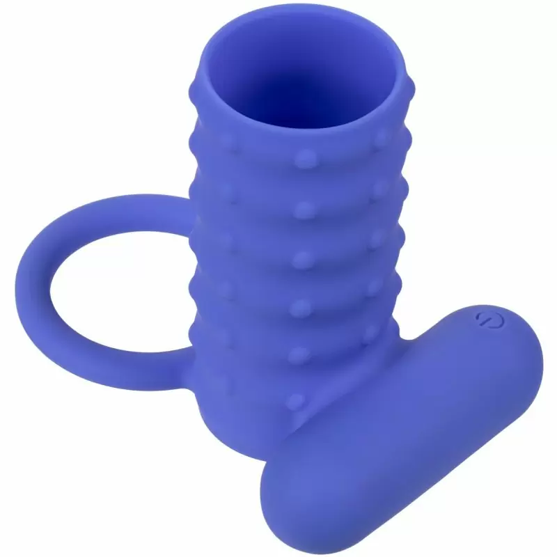 Ребристое виброкольцо-насадка Silicone Rechargeable Endless Desires Enhancer, 10,25 см, силикон, синий 