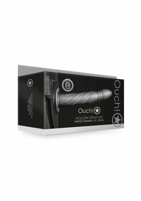 Страпон (фаллопротез) со спиралевидной фактурой без мошонки, металлик - 8'' / 20 см