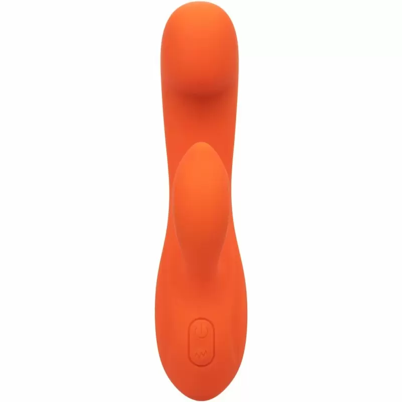 Изогнутый вибратор-кролик STELLA LIQUID SLCNE DUAL G, 17,8 см, силикон, оранжевый