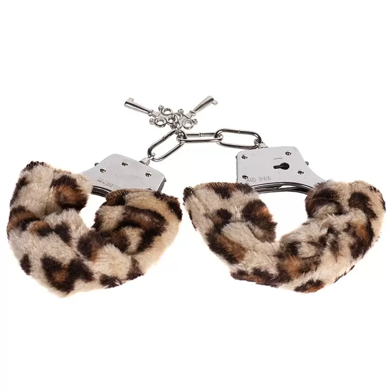 Металлические наручники Metal HandCuff с мехом – леопард