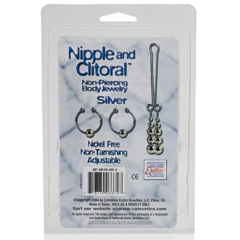 Зажимы на соски и зажим для клитора Clitoral Non-Piercing Body Jewelry – серебристый