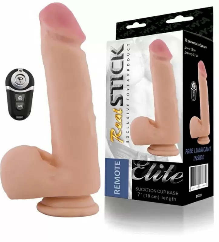 Реалистичный фаллоимитатор с вибрацией TOYFA RealStick Elite Remote 18 см - телесный