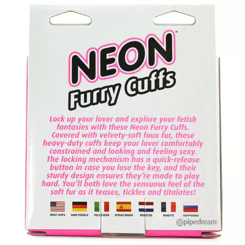 Меховые наручники Neon Furry Cuffs – розовый