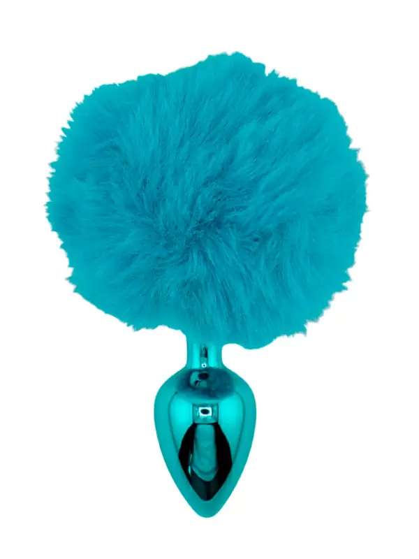 Голубая анальная пробка с голубым заячьим хвостиком, размер S, Kanikule