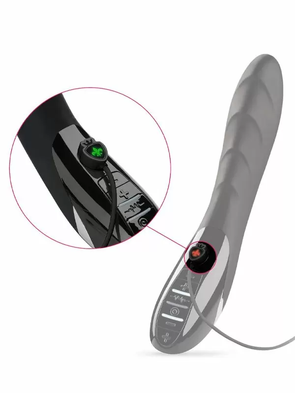 Фактурный вибратор Mystim Sizzling Simon, с электростимуляцией, 27 см, черный