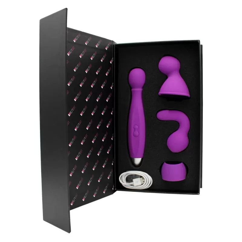  Перезаряжаемый вибростимулятор с тремя насадками для двоих Bowling – фиолетовый