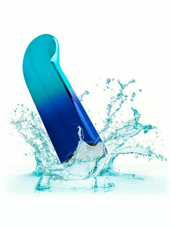 Изогнутая вибропуля Glam, 9 см, 10 режимов, голубой